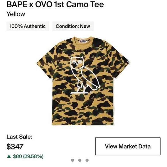 BAPE x OVO 1st Yellow Camo Tee - Picture 4 of 4